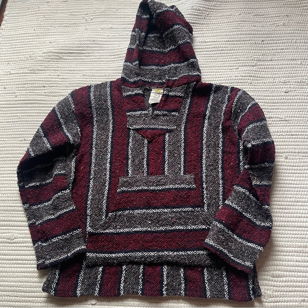 Classic Mexican Baja Hoodie Sweater Pullover Small